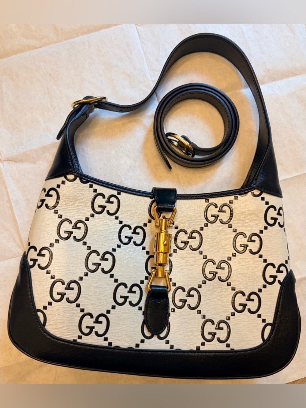 Gucci Black and White Jackie 1961 leather handbag